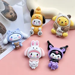 2 szt. Cartoon błyszczące Sanrio kreskówka zwierzęta żywica flatback cabochon diy materiały do rękodzieła dziecko ręcznie robiona biżuteria charms