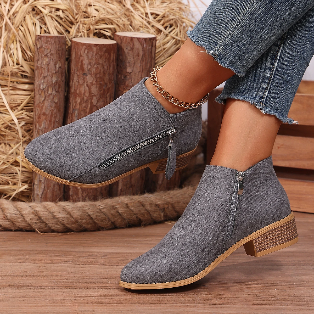 플러스 사이즈, 짧은 통 디자인, 옆면 지퍼, 가벼운  - Women'S Fashion Riding Boots 리뷰 및 가격