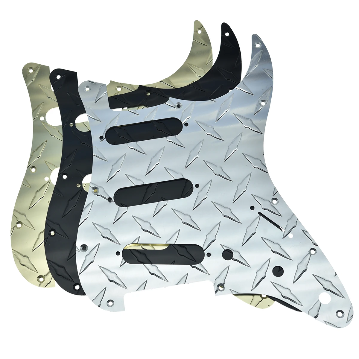 Dopro 11-Hole Diamond Plate Modern Strat SSS Guitar Pickguard Metal Scratch Plate Fits for American/Mexican Fender Stratocaster