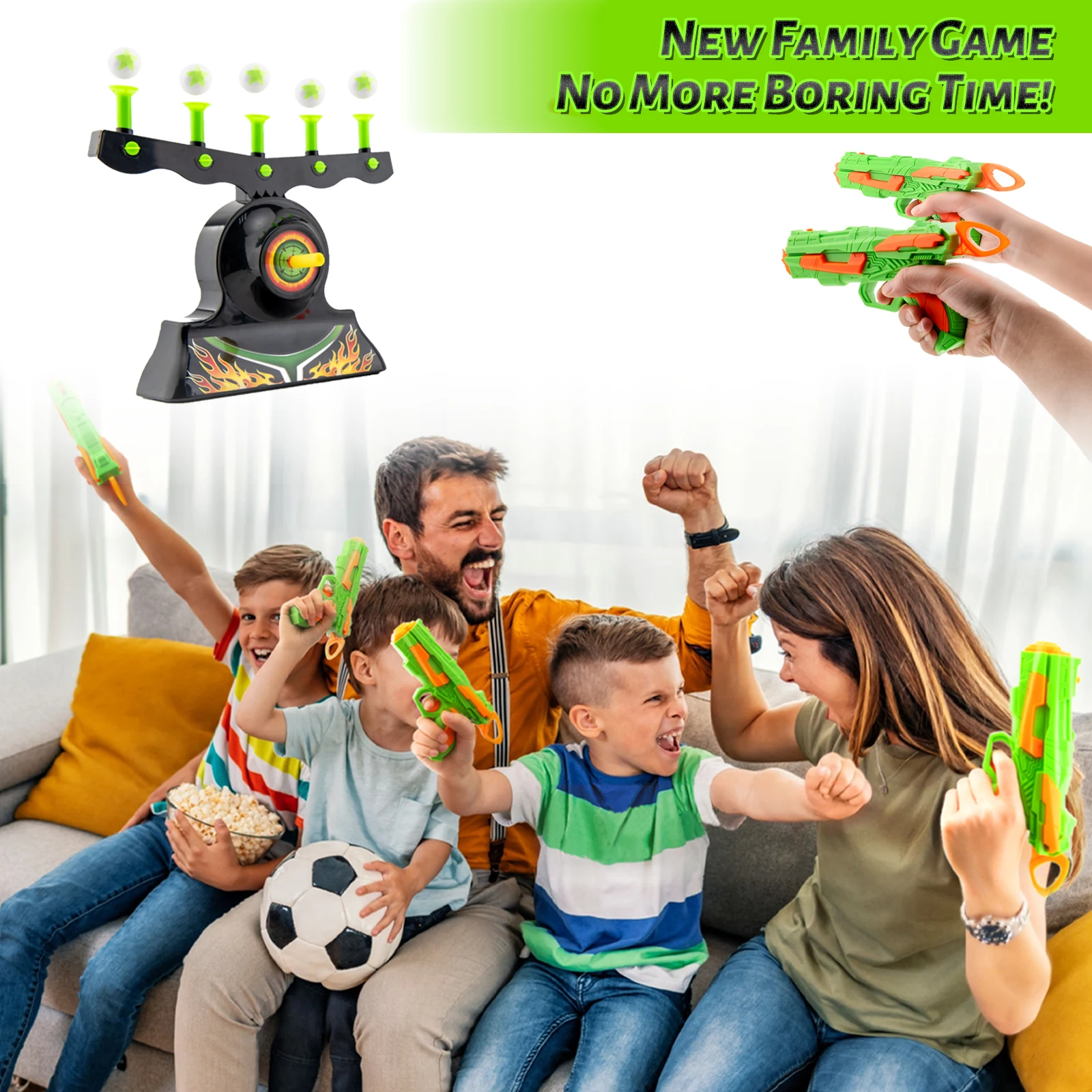 Newly Upgraded Luminous Electric Floating Target Children's Shooting Competition Soft Sponge Toy Gun Set Outdoor Sports Toy Gift