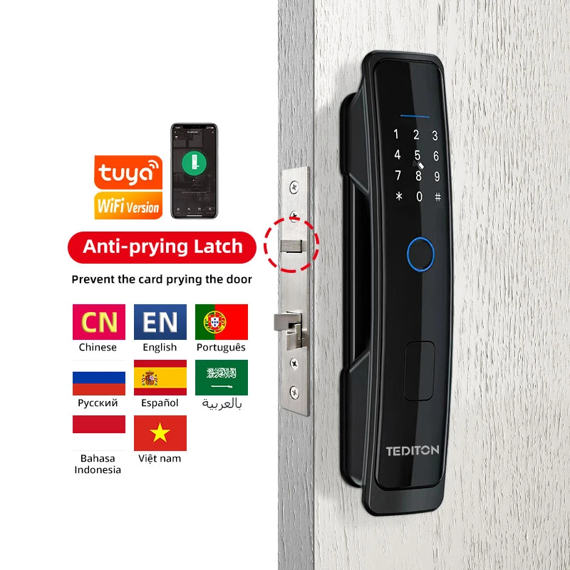 Electronic Lock Body Safety Wifi Digital Fingerprint Card Code Combination Smart Door Lock With Touch Keypad