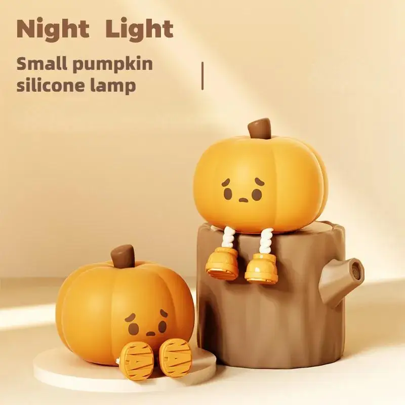 Soft Silicone Pumpkin Night Light Toque Dimmable Lamp Recarregável Decor de cabeceira Presentes Cute Kids, Hal, Home Decor