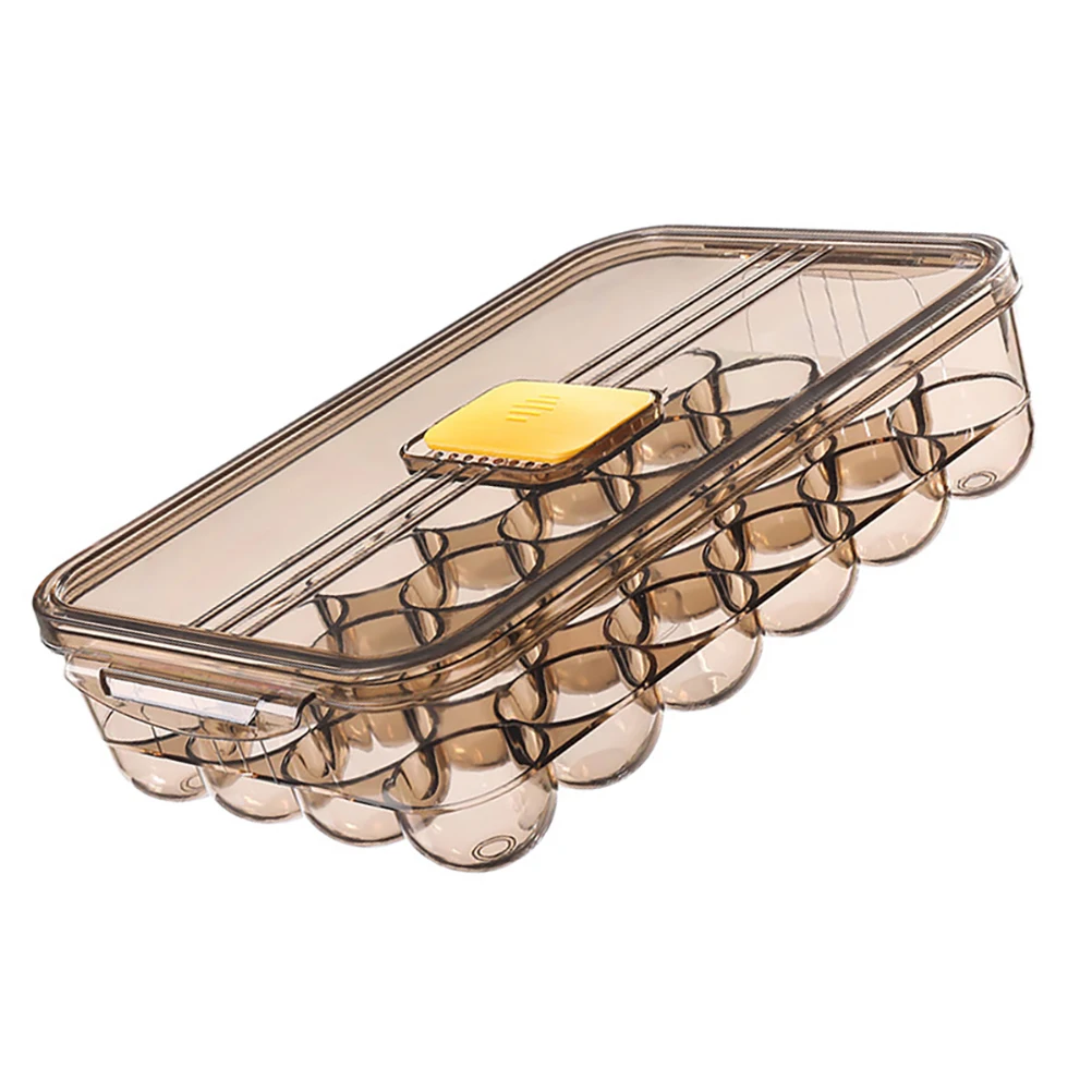 

Egg Holder 24 Compartments Large Capacity PET Material Transparent Brown Covered Tray Container Storage Rack Fridge Dispenser