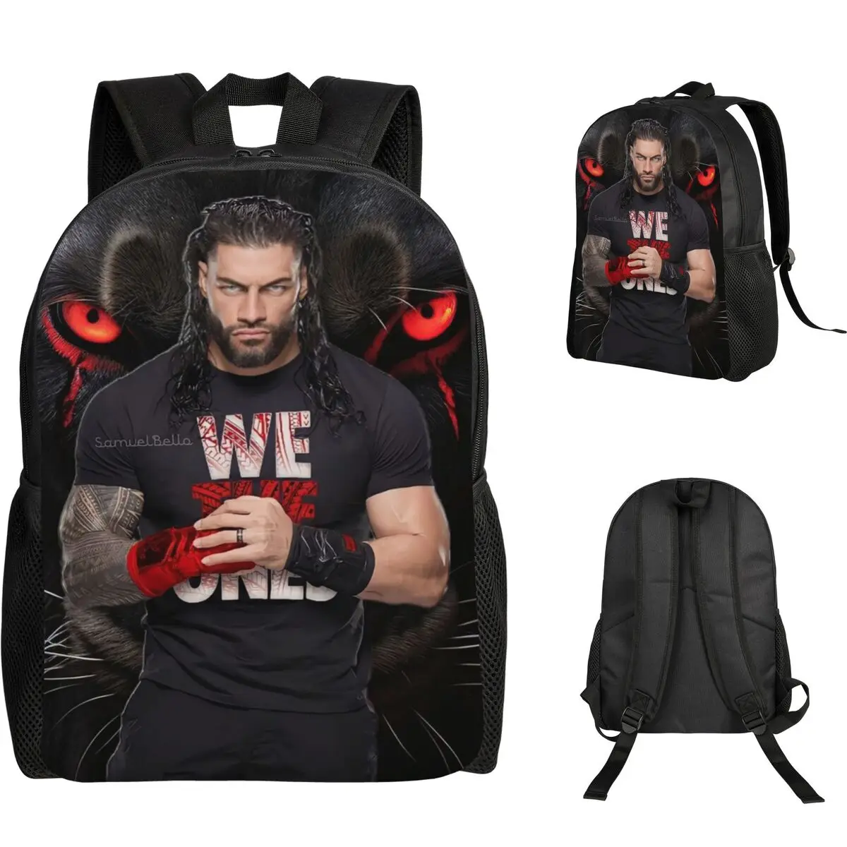 Wrestler Roman Reigns Wrestling Student Backpack School Bag Hiking Travel Daypack for Boys Girls Fashion Bookbag Shoulder Bags