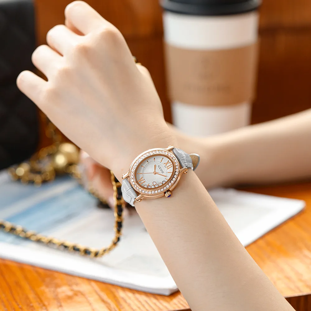 Fashionable used female student watch, light luxury leather strap quartz watch, women's luxury watch, women's gift