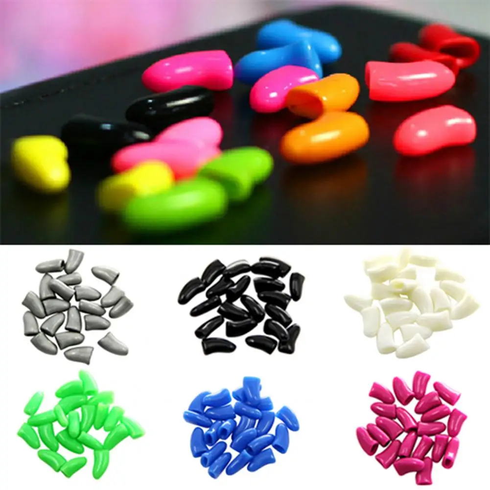 20Pcs Pet Dog Cat Paw Claw Anti-Scratch Soft Silicone Nail Caps Protective Covers Sheath for Home