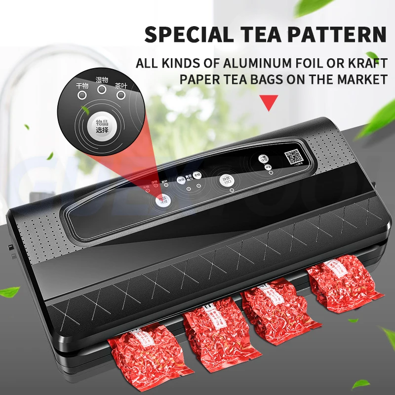 Commercial Vacuum Sealer Machine Multifunction Automatic Food Packaging With Bag Roll Storage Cutter For Home Kitchen Use