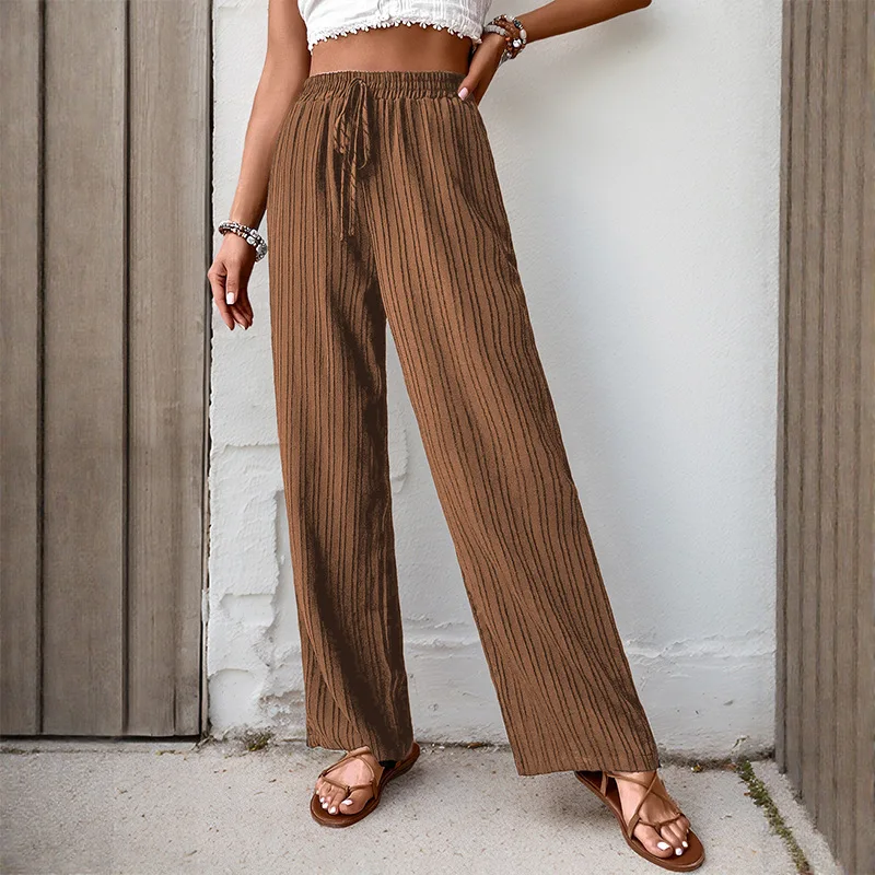2025 New Simple and Versatile Solid Color High Waist Loose Folded Wide Leg Casual Pants for Women