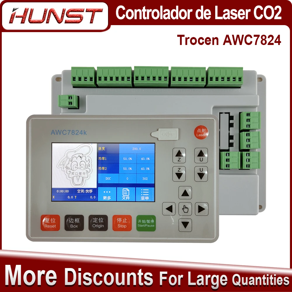 

Hunst AWC708C Lite DSP CO2 Laser Control Display Panel Upgrade to Trocen AWC7824K For CNC System Laser Cutting Control Panel