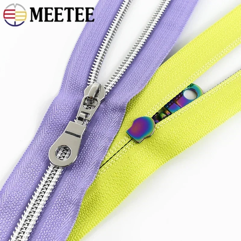 1/2/3/5M Meetee Nylon Zipper Tape with Sliders Per Meter for Sewing Bags Clothes Closure Zip Decor Zips Repair Kit DIY Replace