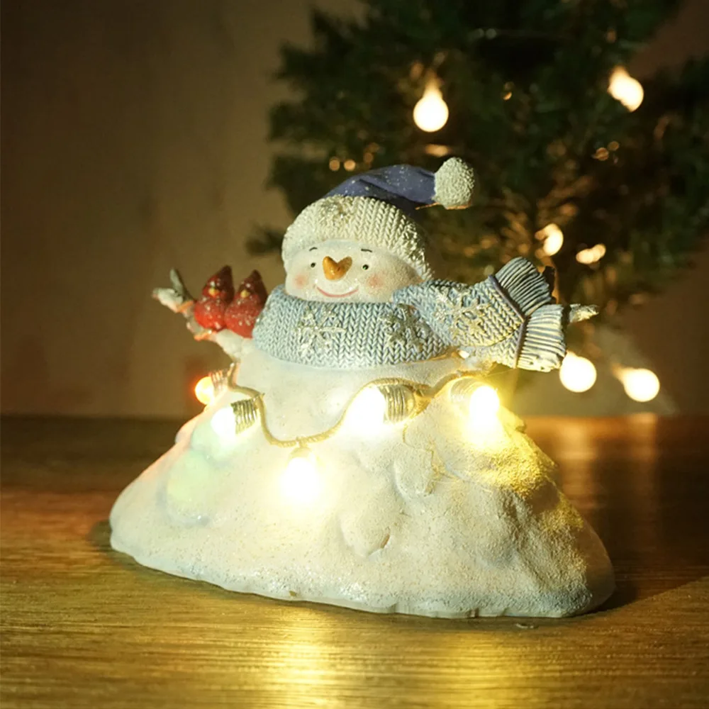 

Glowing Snowman Resin Decor‌ - LED Christmas Figurine for Home & Office, Festive Gift Idea