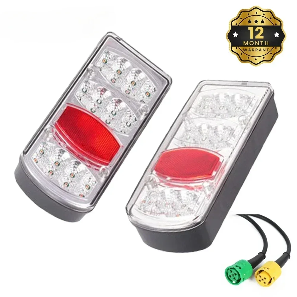 2 Pieces 12V LED Car Truck Trailer Tail Light Rear Stop Brake Light Turn Signal Lamp Wiring Harness 35cm 5 Core Caravan Lorry RV