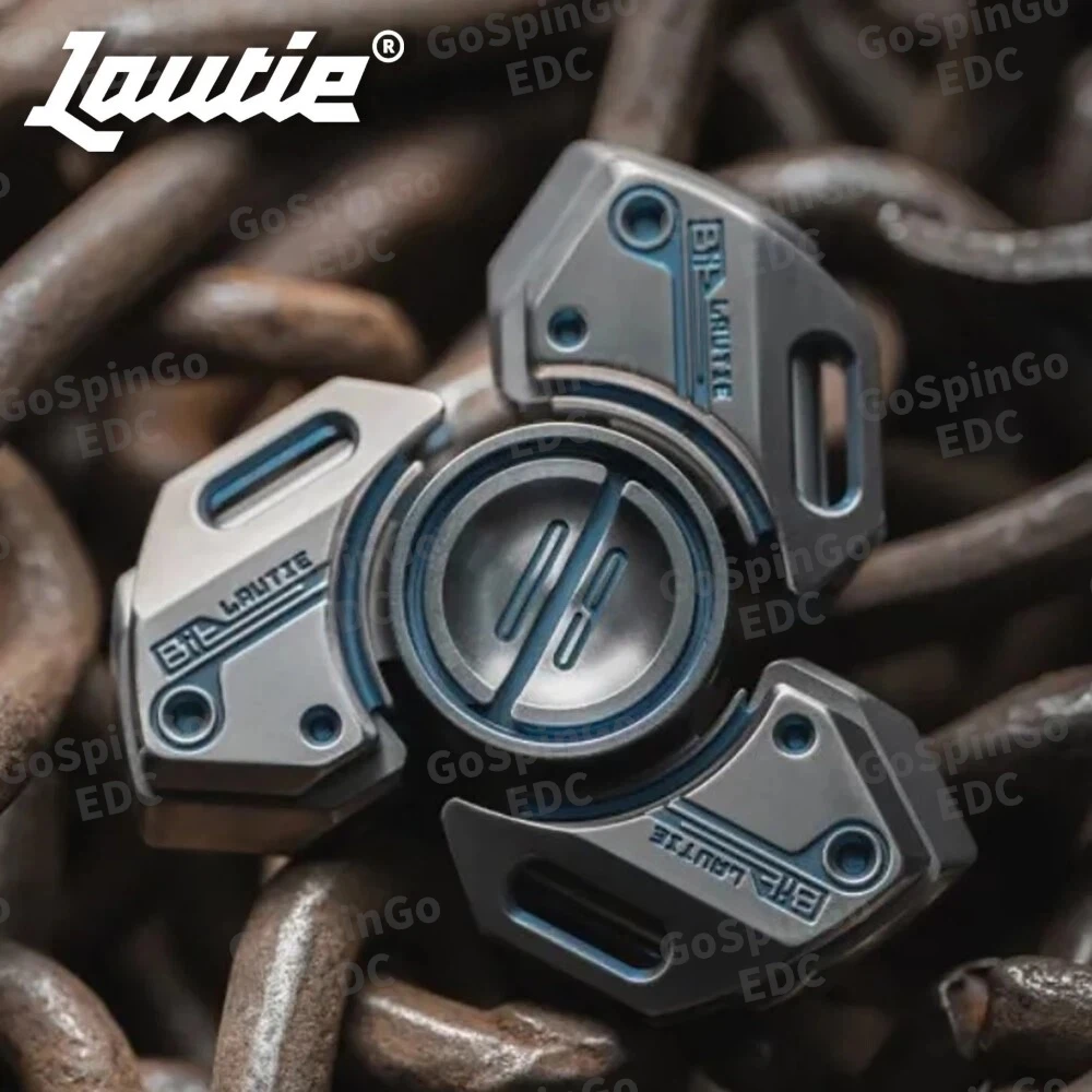 LAUTIE Bit-09-Ti フィジェットスピナー メカスタイル チタンブルー フィジェットトイ 大人用 不安解消ガジェット オフィスデスクアクセサリー