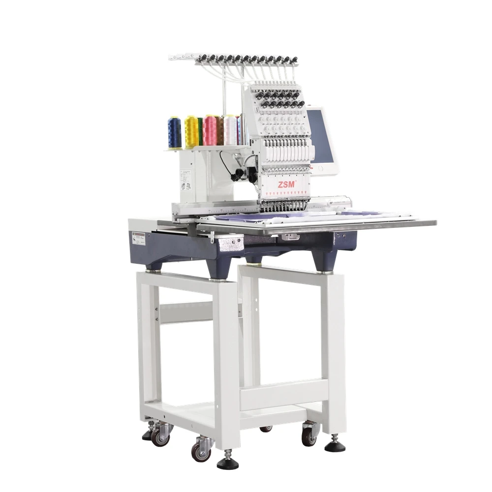 High Speed Single Head Computerized Embroidery Machine 12 Needles Multifunctional for Cap T-shirt Flat Garment Logo