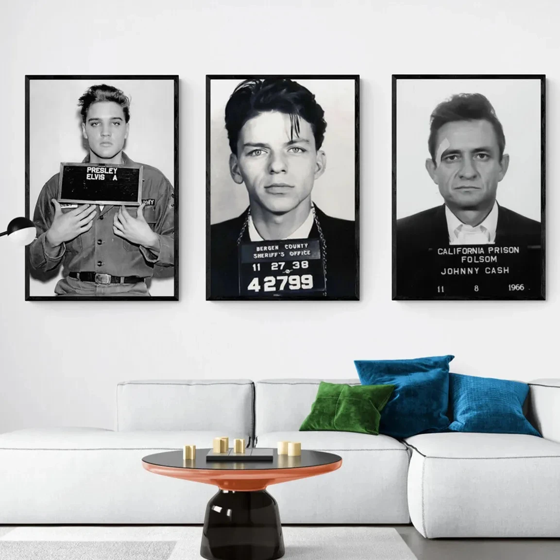 Music Star Mug Shot Sinatra Cash and Elvis Poster Racing Home Decoration Art Decor Painting for Living Room Wall Canvas Poster