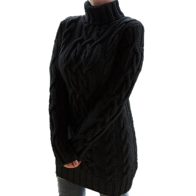 Knitting Thicken Sweaters for Women Pullover Warm Turtleneck Thickened Twist Print High Collar Thick Thread Woolen Knitwear