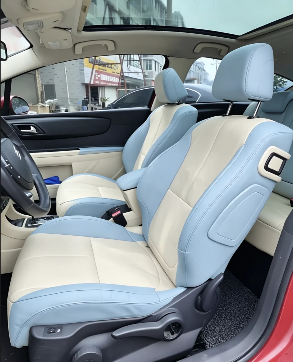 Für Citroen C4 2006~2010 Maßgefertigte Autositzbezüge Luxuriöses Nappaleder 100% Passgenau Innenraumzubehör 360 ° Vollständige Abdeckung – Detail 6