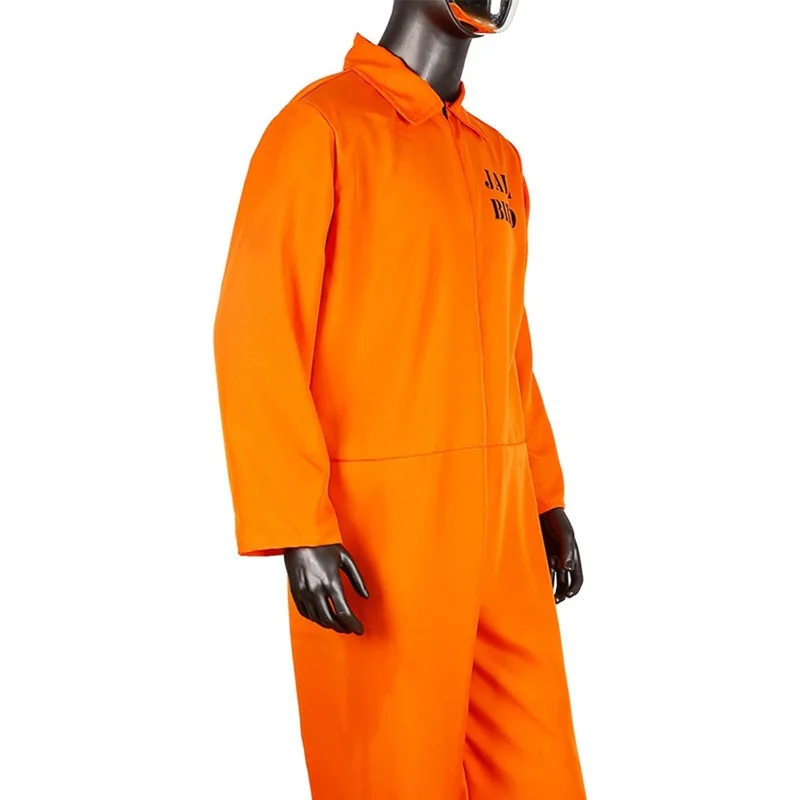 Disfraz De Prisionero Naranja Para Hombre, Conjunto De Preso Con Gorro, Esposas De Juguete Y Pegatinas, Para Halloween Y Carnaval