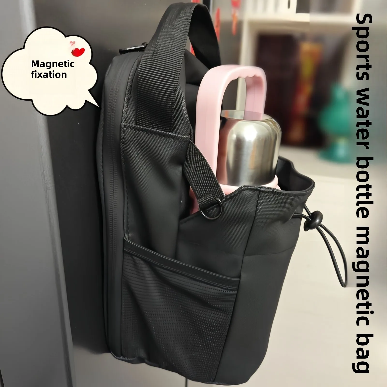 

Сумка для фитнес-бутылки с магнитным креплением, большая вместимость, портативная, водонепроницаемая, спортивная сумка через плечо, износостойкая