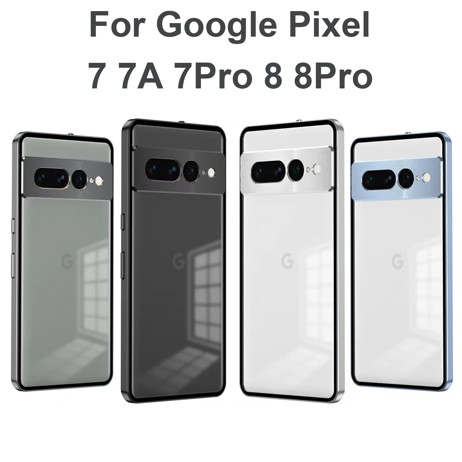 For Google Pixel 7 8 Pro 7A Case Luxury Aluminum Alloy Frame Back Glass Phone Case For Pixel 7 7A 8 Pro One-Click Locking Cover