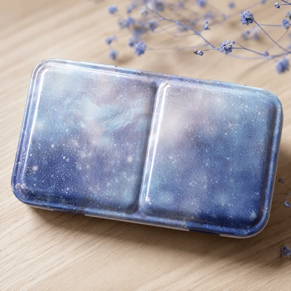 Metal Construction Watercolor Paint Box Small Size Fold-Out Palette Folding Paint Box Lid Design Portable Size Empty Paint Box