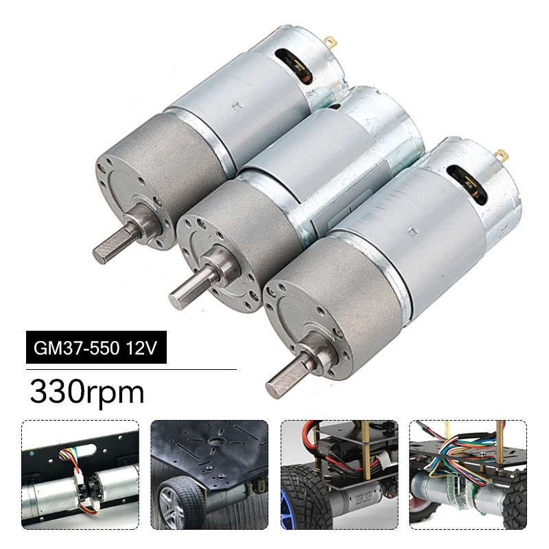 

1Pcs 12V Motor 300RPM GM37-550 Carbon Brush Large Torque Low Noise DC Metal Geared Motor for DIY Model Small Drill Micro Machine