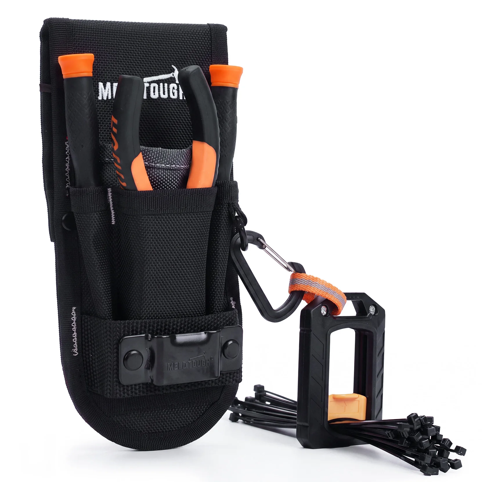 Small Tool Pouch with Belt Clip,4-Pocket Utility Tool Holder with Zip Tie Holder Portable Tool Storage Organizer
