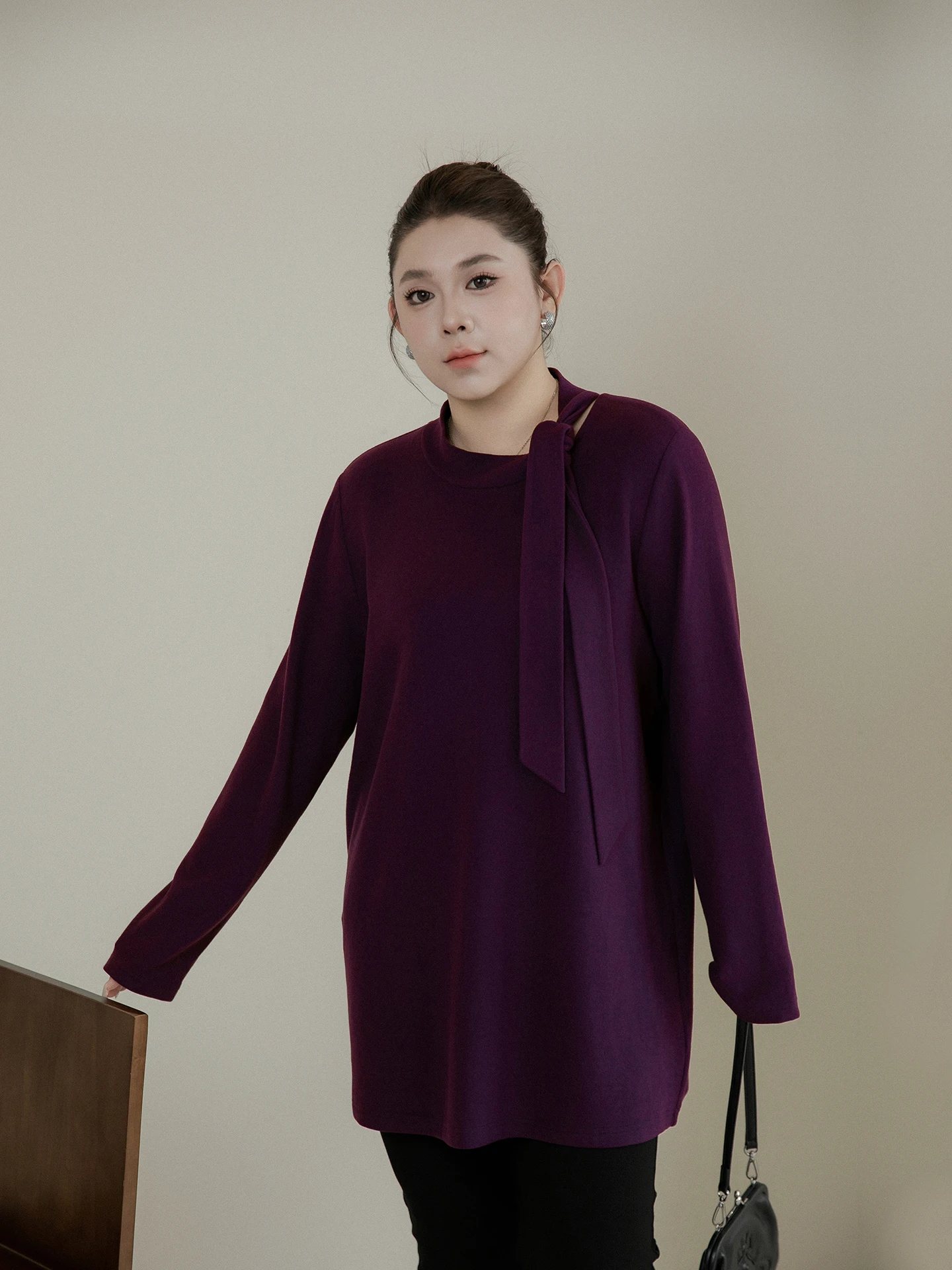 

plus Size Women's Double-Sided Fce Warm Loose Long Sve Base irt Design Sensation Casual Sle Autumn Winter New Arrival