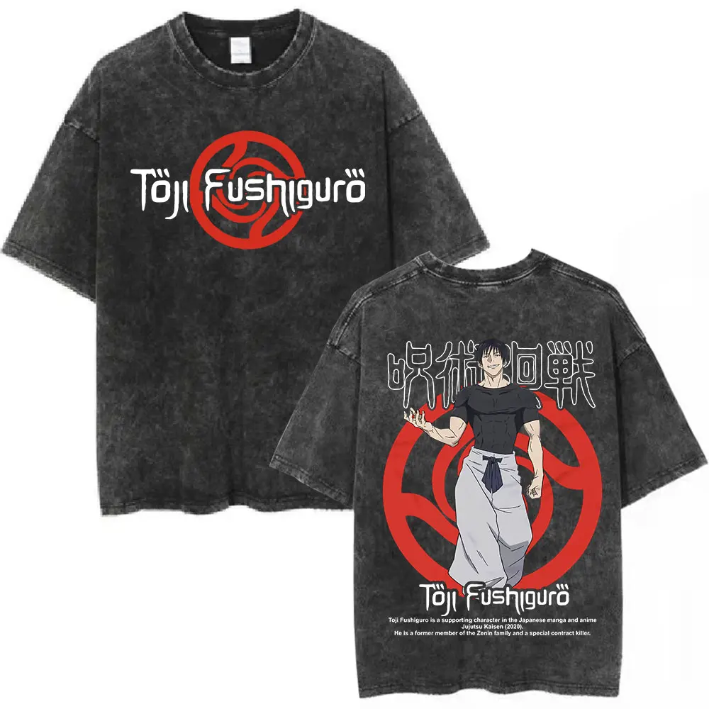 2026 Anime Jujutsu Kaisen Gojo Satoru Printed T-shirt Men's and Women's Washed T-shirt High Quality Vintage Cotton T-shirt Top