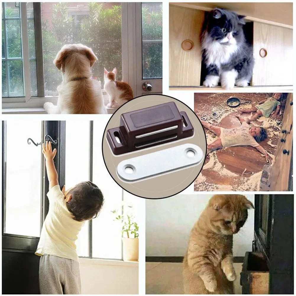 Door Closers Magnetic Catches Magnetic White 4.5cm 6PCS ABS Plastic Brown Cabinet Cabinet Latches Door Catch None