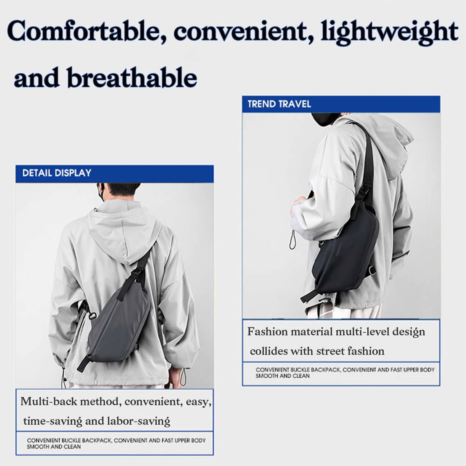 Multi-Layer Solid-Color Shoulder Bag Chest Bag Multipurpose Waterproof Sling Pack For Running Fitness Men's Chest Bag Backpack