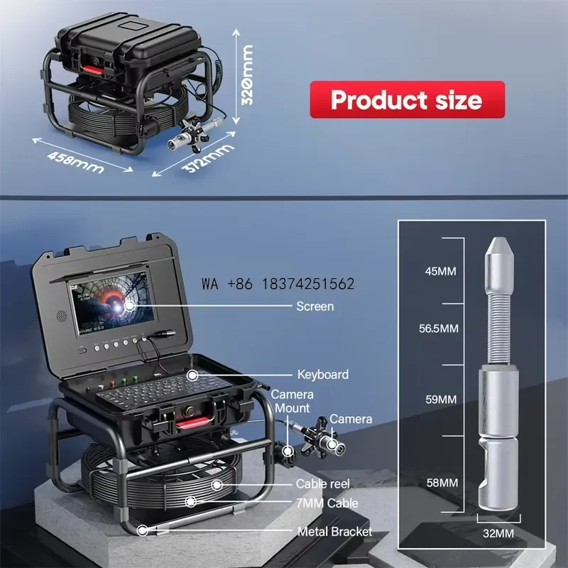 Wmwmnu 360 Panoramic Sewer Dual Lens Inspection with Meter Counter 512Hz Self Leveling Endoscope for Pipe Drain Line