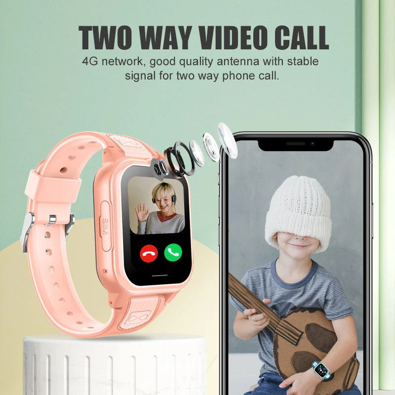 4G Kids Smart Watch Phone 1.52\' LCD Color Touch Screen GPS+LBS+WIFI Location Camera HD Video Call Pedometer New Children Clock