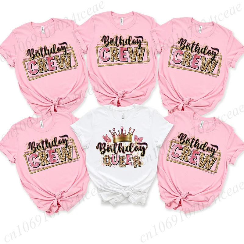 Birthday Queen Crew T-Shirts,Birthday Group Shirt, Women's Personalized T-Shirts,Birthday Squad T-shirt for Women Party Tops Tee