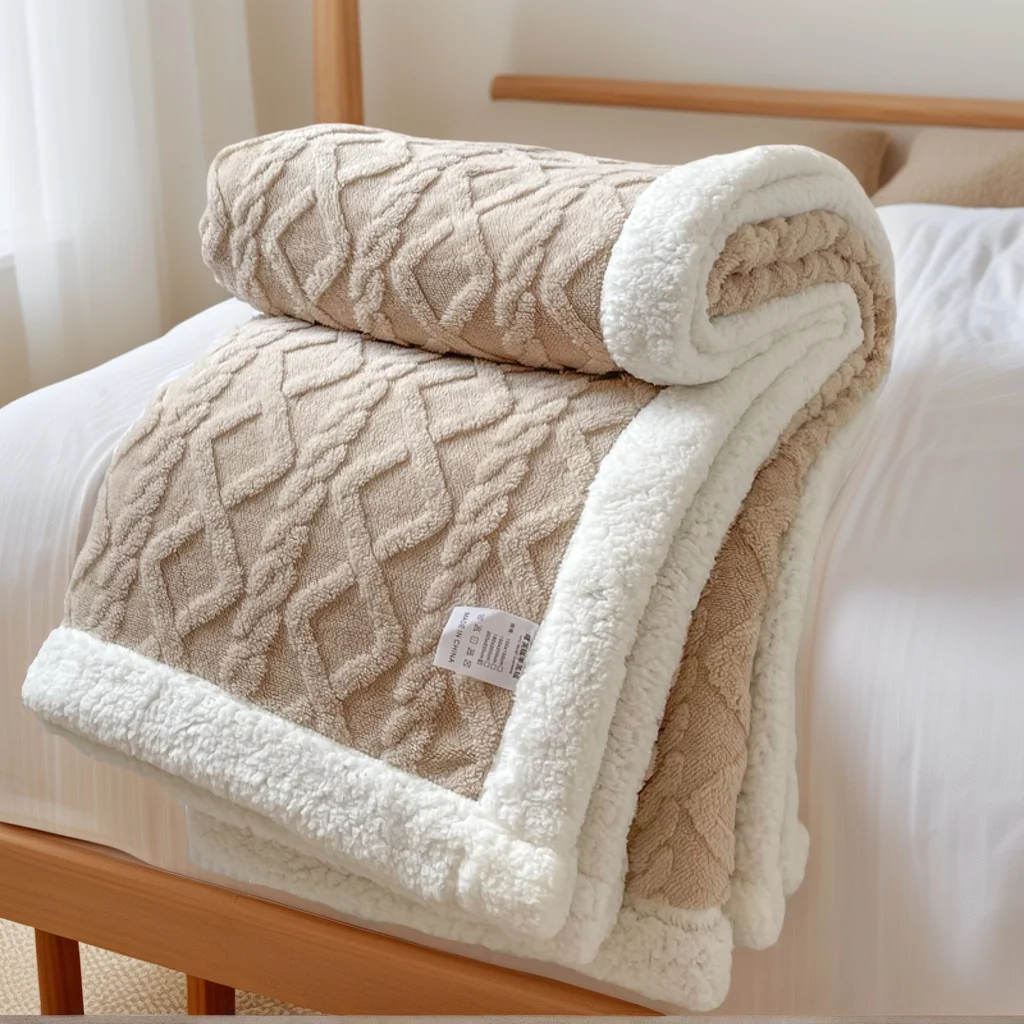 Comfort Double Layer Taffeta Fleece Blanket Sherpa Throw Blanket Soft Warm Sofa Bed Office Nap Blanket Gift for Women