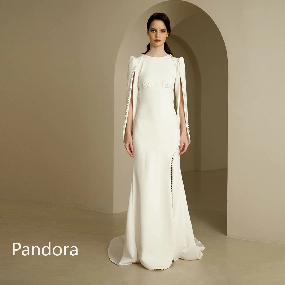 

Pandora Backless O-Neck Prom Dress Long Sleeves With Floor Length Evening Dress Women Wedding Party Formal Gowns Arabia2024