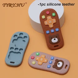 1PC Silicone Teether Baby Toy Remote Control Shape Cartoon   Bear Teether Rodent Gum Teething Toy Kids Sensory Educational