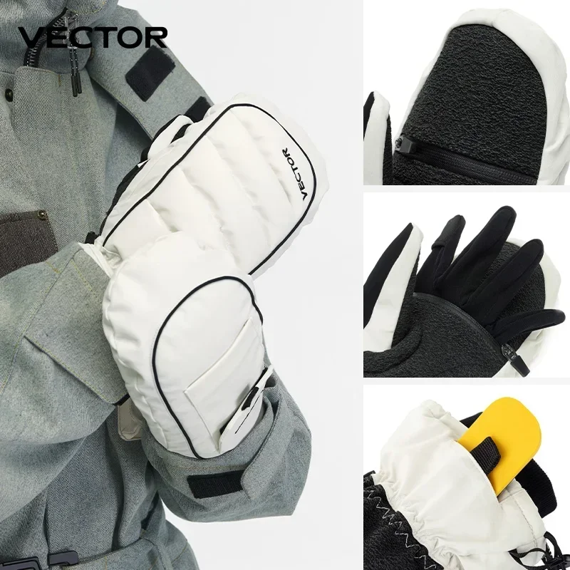 

VECTOR Half Detachable Inner Five Finger Inner Bile Finger Protection Ski Gloves New Sherry Cotton Inner Palm Protection Kevlar