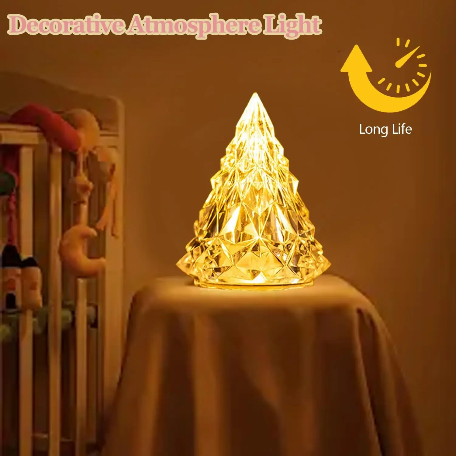 Warm White Light Crystal Night Lamp Iceberg LED Night Light Home Wireless Decorative Lamp for Garden Party Wedding Festival