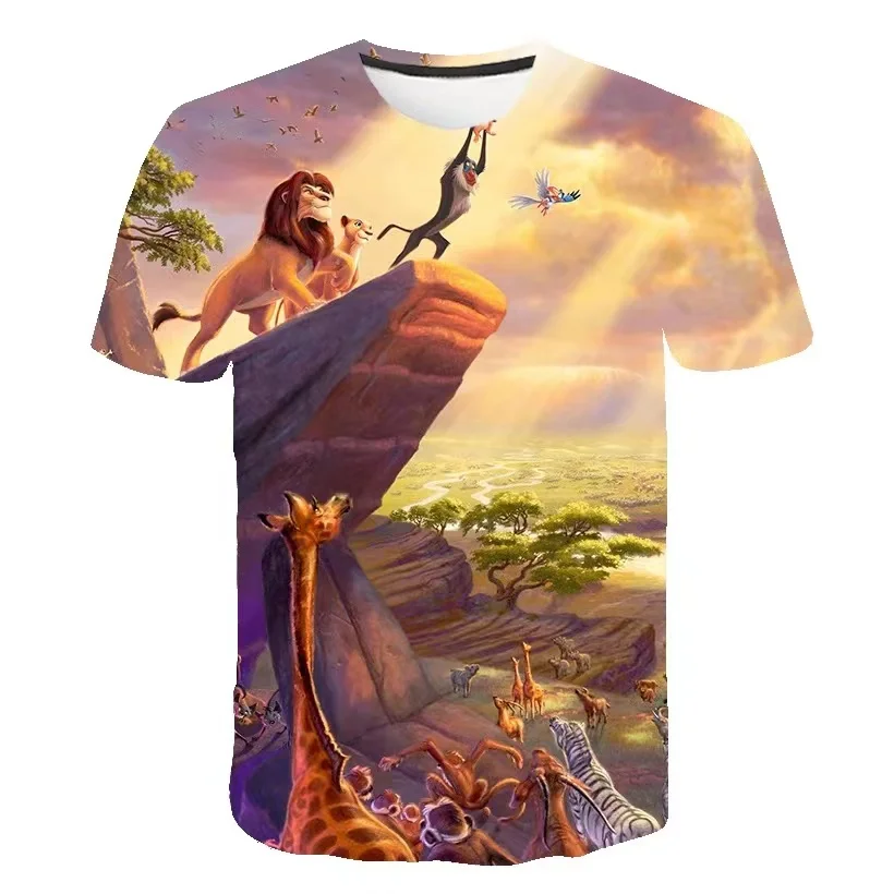 

Popular Partoon Animation The Lion King Simba 3D Printed T-shirt Children's Short-sleeved T-shirt Casual Tops For Boys and Girls