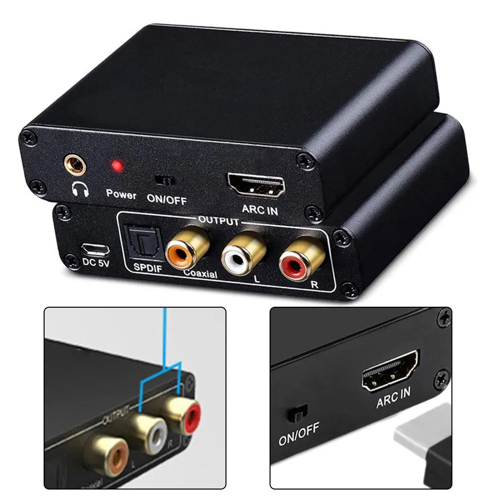 Audio extractor compatible with HDTVs featuring simultaneous audio output via optical for coaxial 3 5mm and connections
