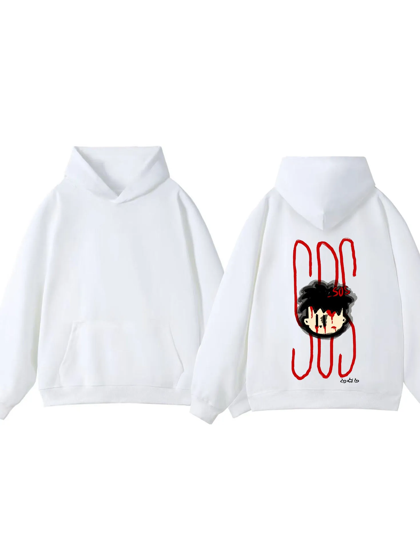 

2025 Fashion 330G Heavy duty SOS Cartoon Character Hoodie Men's and Women's Fashion Casual Street Wear Hoodie Sweatshirt Printed