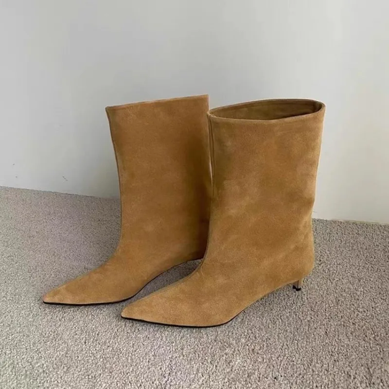 2026 Trend Designer Retro Stilettos Women's Modern Boots New Autumn and Winter Pointed  Slim Shoes Zapatos De Mujer