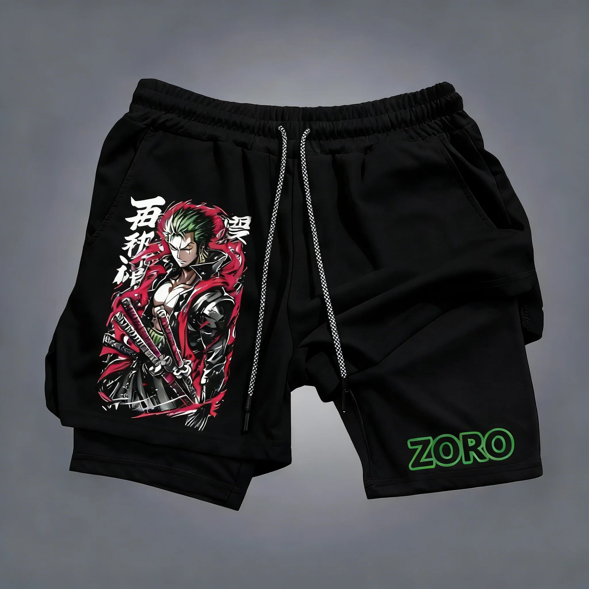 

ONE PIECE Anime ChopperRoronoa Zoro Printed Sports Shorts 2026 Summer New Unisex Y2K Quick Drying Breathable 2-in-1 Beach Shorts