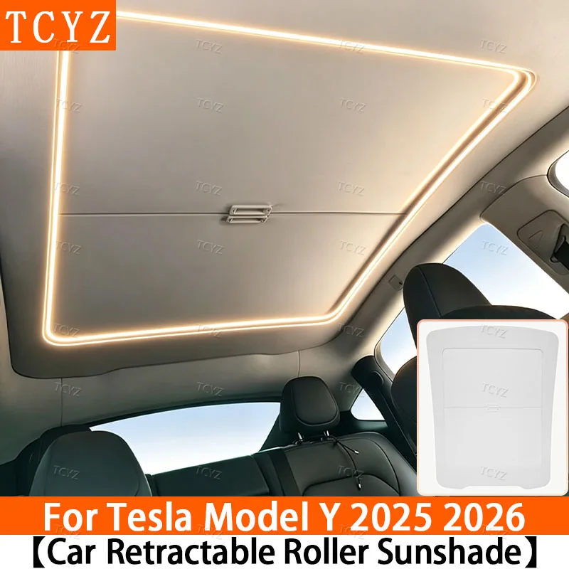 

Солнцезащитный козырек для Tesla Model Y 2025-2026, выдвижной, для стеклянной крыши, защита от УФ-излучения, аксессуар для интерьера, блокировка тепла