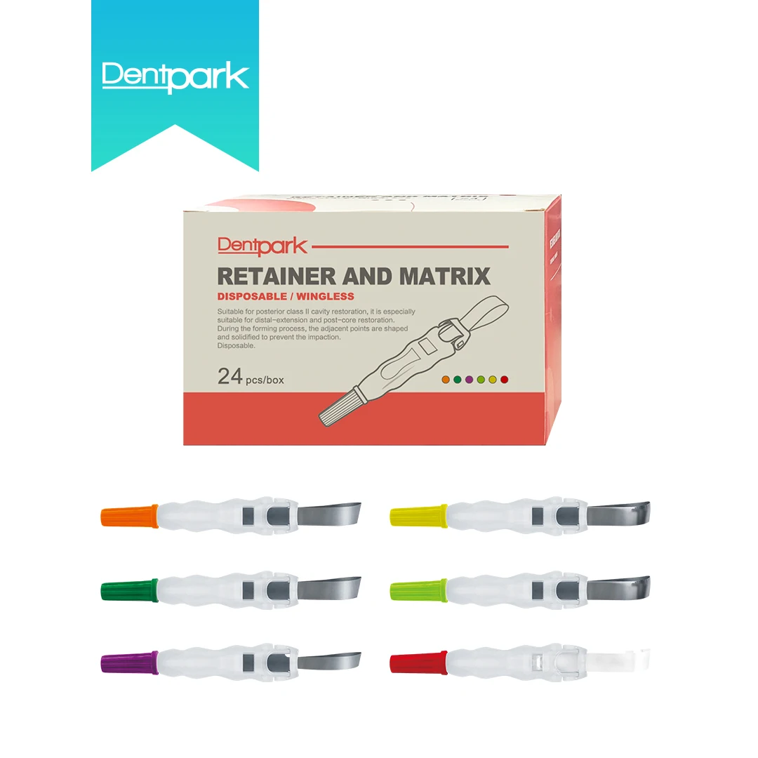 Dentpark/24pcs Pre-Formed Retainer and Matrix Bands M5 Roll O Type for class-Ⅱ Teeth Filling 180°Adjustable Contoured Matrices