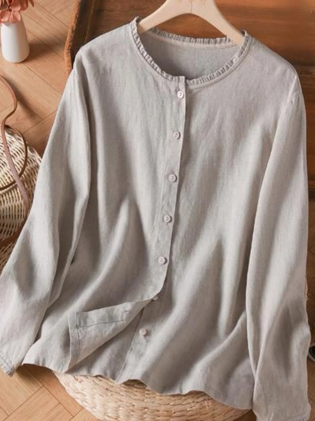 

Высококачественный хлопковый льняной женский художественный винтажный свободный универсальный дизайн, деревянный длинный топ све, весенний топ для поездок на работу