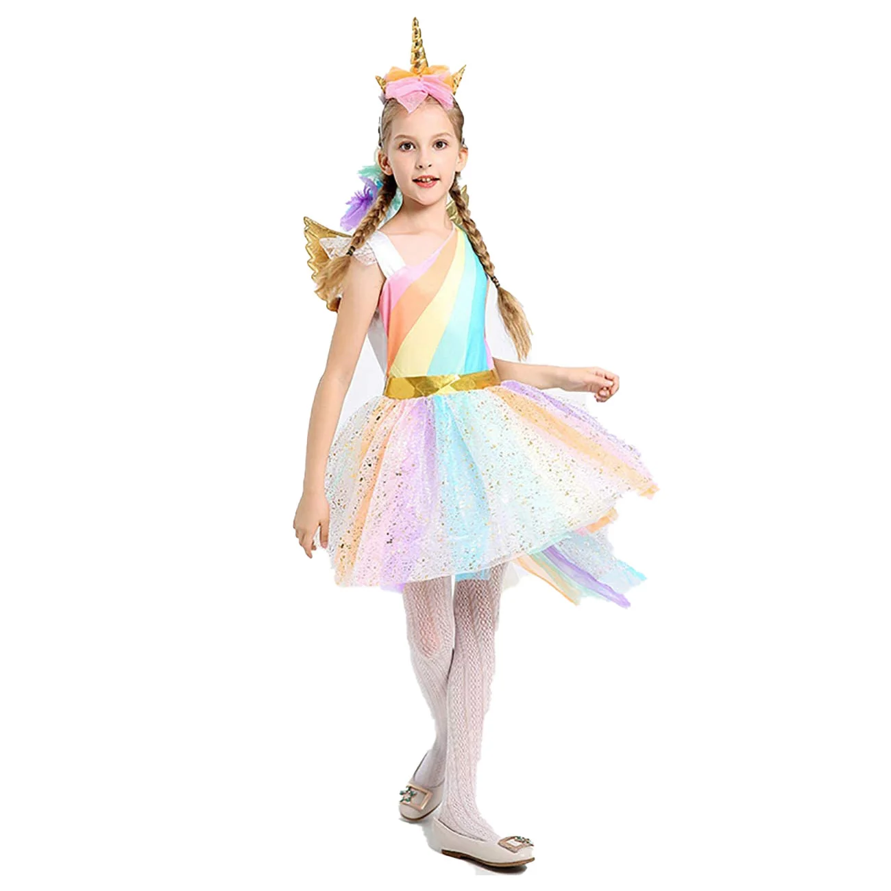 

Unicorn Girl Dress Gauze Princess Dress + Wings + Headwear Hot Style Performance Cosplay Costume