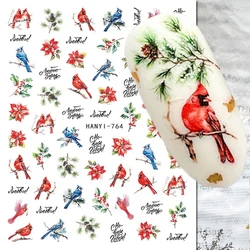 3d Nail Art Decals Autumn Winter Xmas Red Fruit Blue Bird Pinecone Tree Flowers Nail Stickers Decoration For Nail Tips Beauty