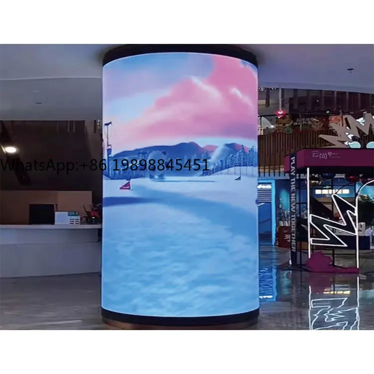 

Indoor P1.8 P2 P2.5 P3 P4 Soft Module Curved Flexible LED Display Screen for Retail Store Cylindrical Column Use Animation